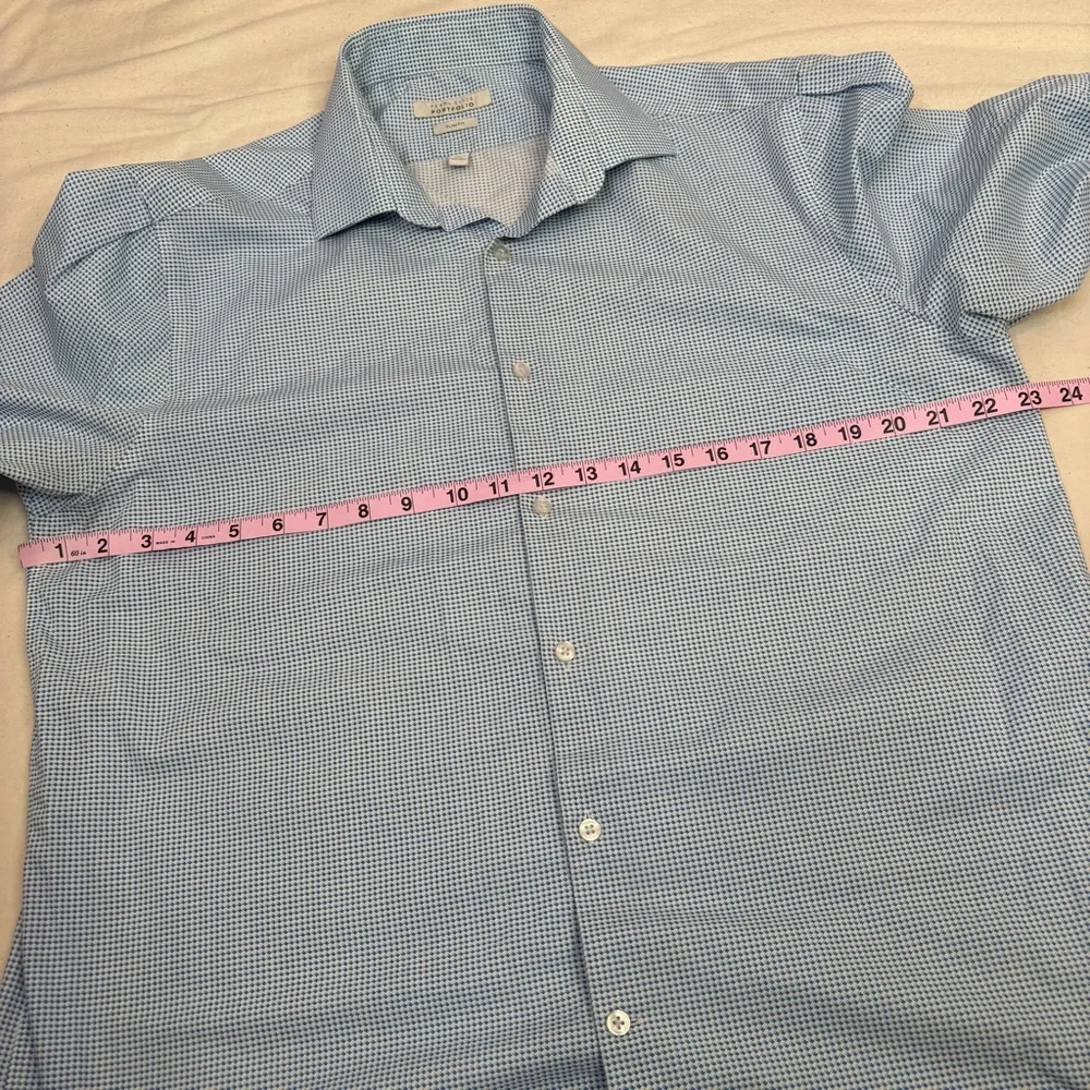 Perry Ellis Portfolio Slim Fit Men’s Button Down Shirt Blue Multi 16.5 34/35 EUC
